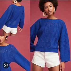 Anthropologie Moth blue Reese open knit sweater